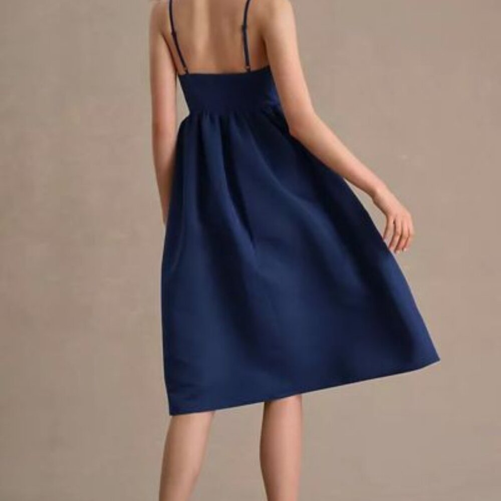 Sachin  & Babi Sloane Navy double bow taffeta midi dress- 4 - Picture 2 of 2